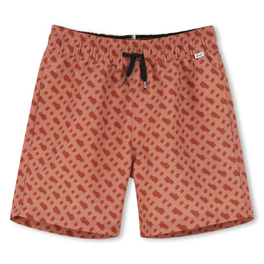 BOSS Traje de baño para niño y adolescente tipo short ajustable all over print, tonos rojos